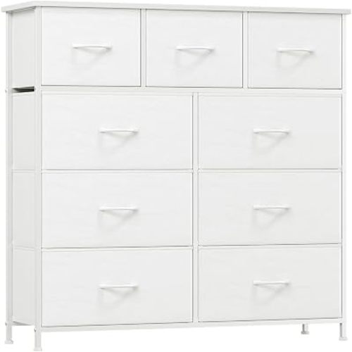 Somdot Dresser for Bedroom, Chest of Drawers, 9 Drawers, White