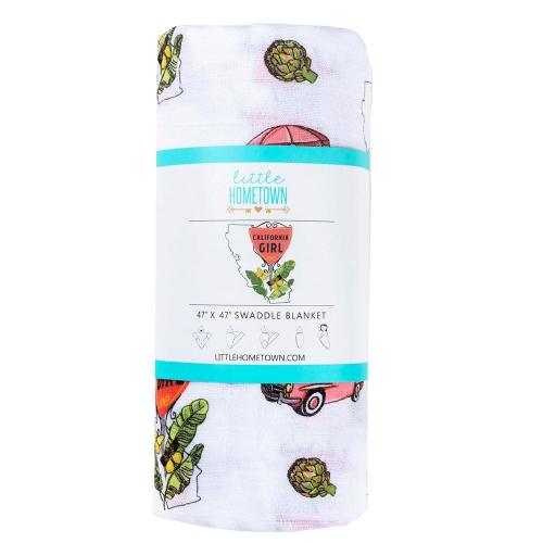 California Baby Girl Muslin Swaddle Blanket Extra Large 47 x 47