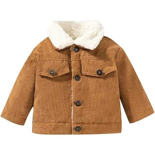 Baby Boys Girls Corduroy Jacket Kids Toddler Lined Top Lapel Button Down Thicked Warm Coat Winter Outerwear