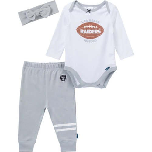 3-Piece Baby Girls Las Vegas Raiders Bodysuit, Pants & Headband Set