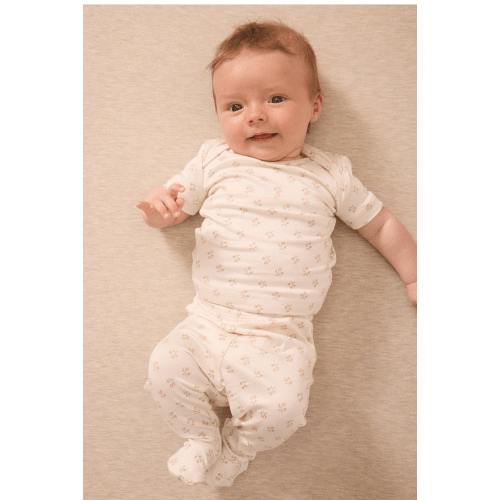Blush Floret Short-Sleeve Baby Sleep Set