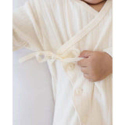 Monbebe Kimono Jumpsuit for Newborn + Baby I Cream Pointelle Footie – Rama Baby