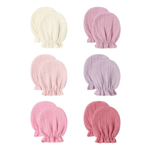 TELOLY Muslin Baby Mittens for Newborn, 100% Cotton No Scratch Soft Breathable Gloves for Boys and Girls 0-6 Months Newborn Mittens