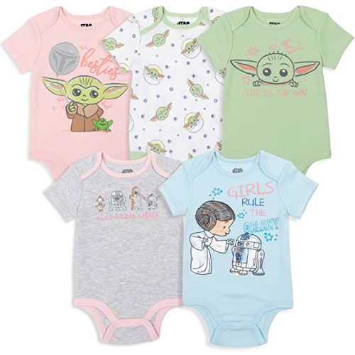 Amazon.com: STAR WARS The Mandalorian Baby Yoda 5 Pack Short Sleeve Bodysuits: Clothing, Shoes & Jewelry (3-6mo)