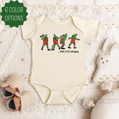 Grinch I'm Not Going Christmas Baby Onesie, Newborn Infant Snap Bodysuit, The Grinch Who Stole Christmas, Funny Family Christmas Card Outfit