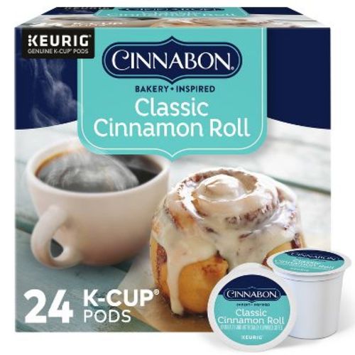24ct Cinnabon Classic Cinnamon Roll Keurig K-Cup Coffee Pods Flavored Coffee Light Roast