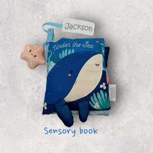 Personalized Under the Sea Baby Soft Book – Ocean Sensory Quiet Book, Baby Boy 1st Birthday Gift, Custom Name Keepsake