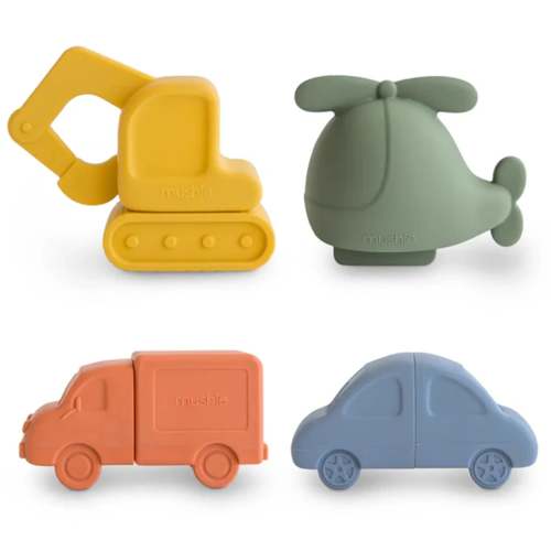 Vehicles Mold Free Bath Play Set - 4 Pack by Mushie