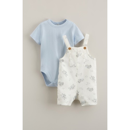Cotton Bodysuit & Shortalls Set