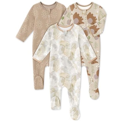 FILLEEP Baby Sleepers 3 Pack Cotton Pajamas for Newborn 0-3 3-6 6-9 Months Boys Girls Clothes Sleep 'N Play Footie PJs
