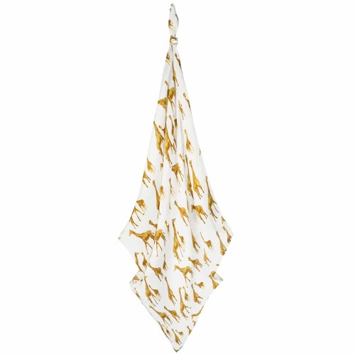 Orange Giraffe Bamboo Muslin Swaddle Blanket