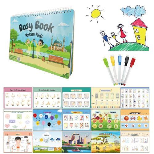 Kalam Kids Busy Book- Arabic and Islam Montessori Busy Book for Toddlers 1-3, Toddler Activity Book, Islam Learning and Arabic Learning for Toddlers