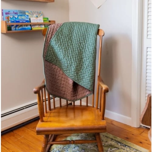 Claude Organic Cotton Reversible Baby and Kids Quilt Blanket – spring green/taupe