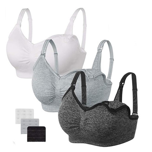 Prolriy Nursing Bras for Breastfeeding Fitness Workout Sports 3Pc Seamless Support for Yoga Bra-Padded High Front Closure Bras for Women, Womens Bras Multicolor M