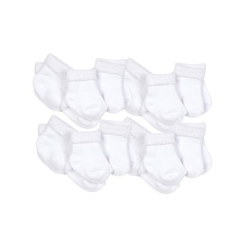 Organic Cotton Wiggle Proof Bootie Socks, 12-pack (Baby Boys or Baby Girls Unisex) - White