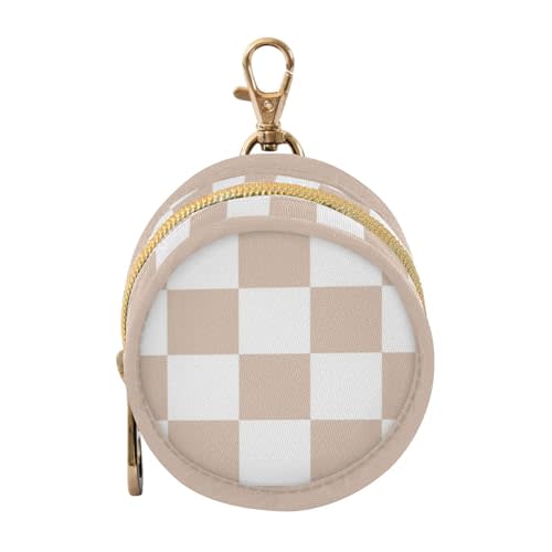 Checkered Print Pacifier Holder Case Portable Pacifier Pouch | with Metal Hook Buckle Round Soother Holder for Diaper Bag & Stroller