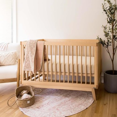 Burt's Bees Baby Essential Organic Cotton Fitted Crib Sheet, Breathable for Boy Girl Standard Crib & Toddler Mattresses