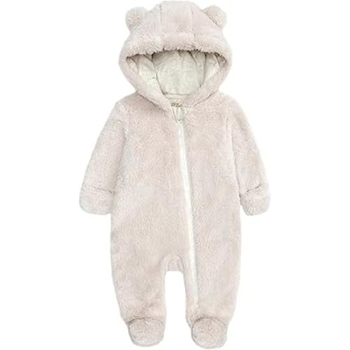 Newborn Winter Romper Fleece Hooded Jumpsuit Snowsuit Warm Outfits Zipper Outwear for Infant