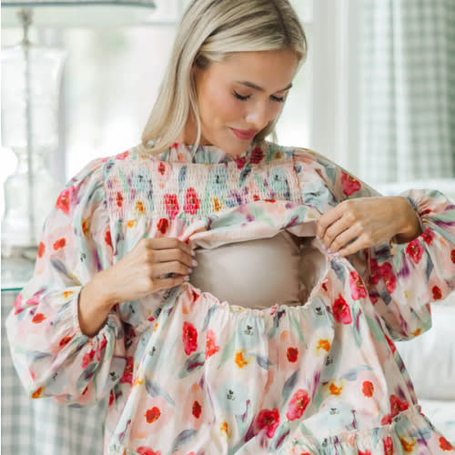 NURSING COLLECTION: Be Your Best Cream Watercolor Babydoll Dress