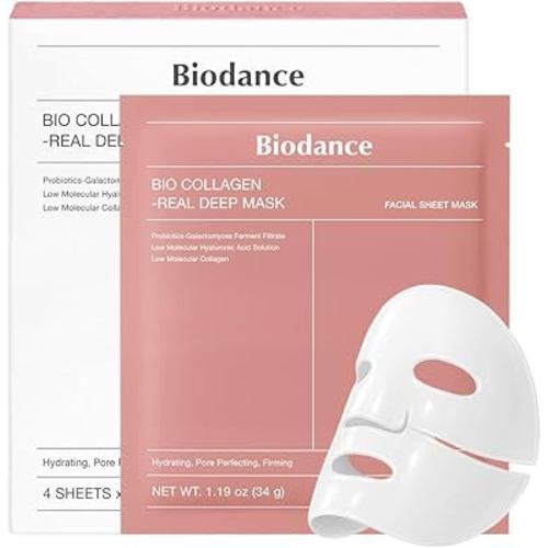 BIODANCE Bio-Collagen Real Deep Mask, Hydrating Overnight Hydrogel Mask, Pore Minimizing, Elasticity, Plumping Improvement, Korean Skincare, Stocking Stuffers for Teen Girls | 1.19oz(34g) x 4ea