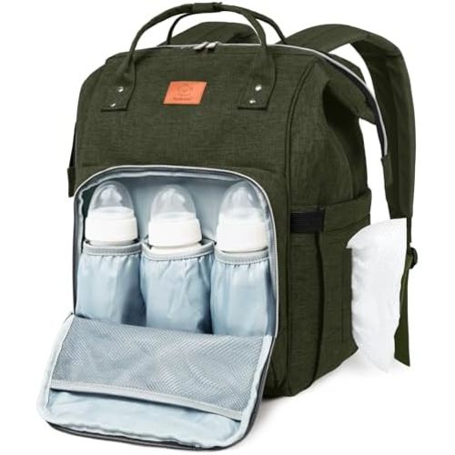 KeaBabies Baby Diaper Bag Backpack, Baby Bag for Boys, Girls (Dark Olive)