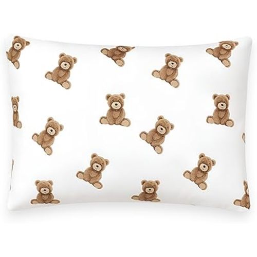 Toddler Pillow with Cotton Pillowcase – Soft & Hypoallergenic Kids Pillow, 13x18 Small Pillow for Toddlers Ages 3+, Travel-Friendly & Machine Washable (Bear)