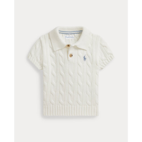 Cable-Knit Cotton Polo-Collar Sweater