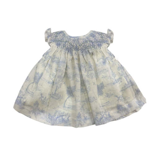 Stephanie Toile de Jouy Light Blue Handsmocked Dress