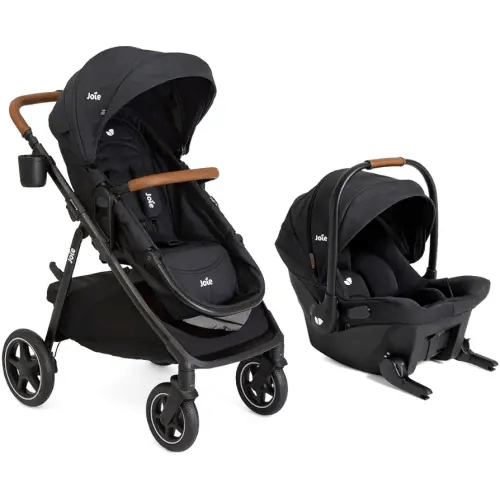Joie Baby, Ginger LX 4-in1 Stroller + Joie Baby Mint Latch Car Seat (Shale Dark)