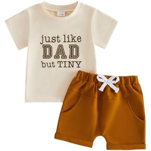 Toddler Baby Boy Summer Outfit Embroidered Short Sleeve Shirt and Solid Shorts Two Piece Printed Set