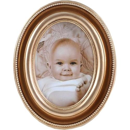SIKOO 2.5x3.5 Oval Picture Frame Mini Vintage Picture Frames Wall Mount and Tabletop Display Small Brass Vintage Wall Decor Bronze Gold