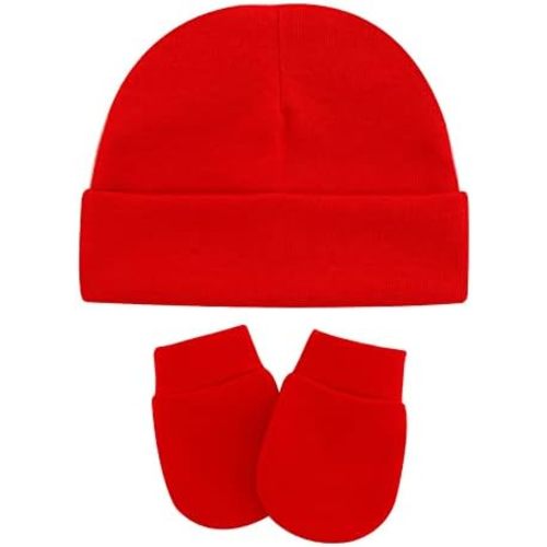 UTTPLL Newborn Hats Mittens Set Toddler Girls Boys Cotton Nursery Hospital Beanie No Scratch Gloves Unisex Baby Infant Caps
