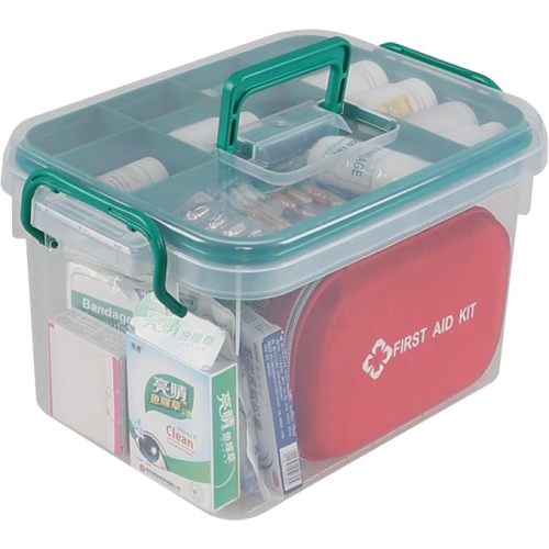 Plastic Medicine Storage Kit with Tray, First Aid Storage Box