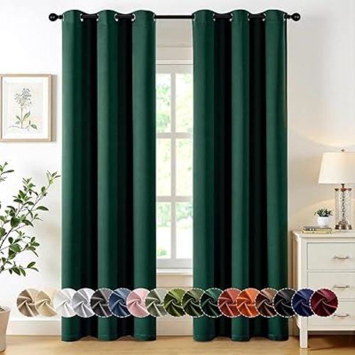 MIULEE Christmas Blackout Curtains for Bedroom 40x84 Inch Long Hunter Green