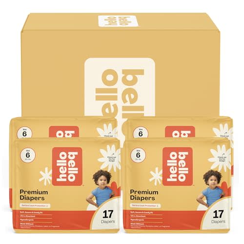 Hello Bello Diapers, Size 6 (35 lbs) Flower Child, 68 Count Value Pack of Premium Disposable Baby Diapers, Hypoallergenic with Soft, Cloth-Like Feel