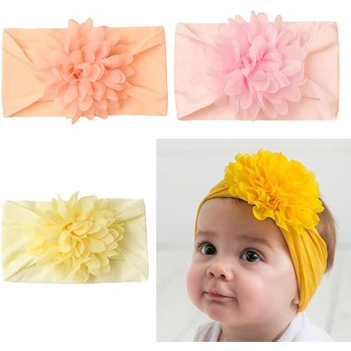 Amazon.com: 3 Pack Baby Girl Bows Headbands Nylon Hair Bands with Adorable Flower Bows for Newborn Infant Toddler Hair Accessories : Baby