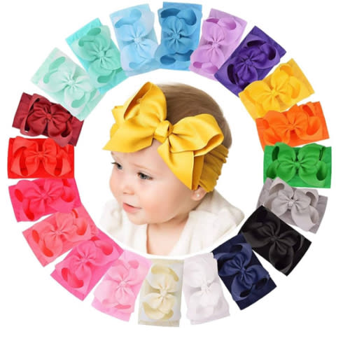 doboi 20pcs Baby Girls Bows Headbands Nylon Hairbands Ribbon Bow Elastic Hair Accessories for Newborns Infants Toddlers and Kids
