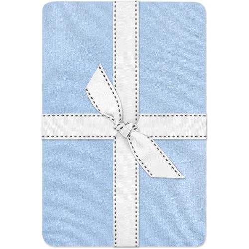 Frankie Fitted Crib Sheet 100% Organic Cotton for Baby & Toddler Mattress, Breathable for Boys & Girls, Light Blue, One Size