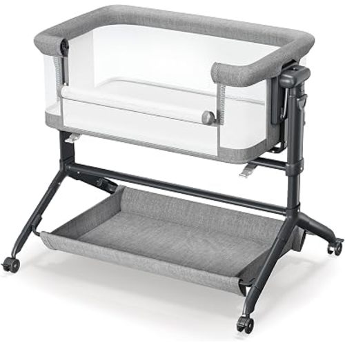 COMOMY Baby Bassinet Bedside Sleeper, 3 in 1 Rocking Bassinet Bedside Crib