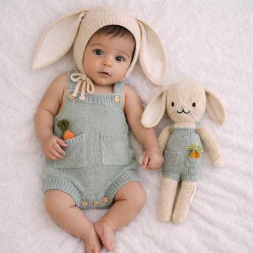 Baby Knit Romper classic Spring Easter |  Dusty Blue Henry ROMPER
