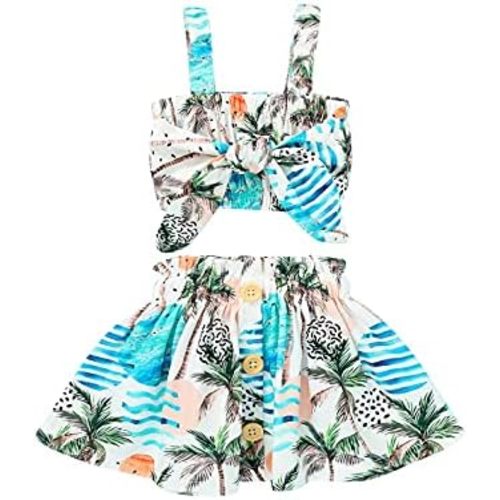 Tiny Cutey Toddler Baby Girl Clothes Ruffle Crop Top +Boho Floral Skirt Summer Dress Outfit Two Piece Set