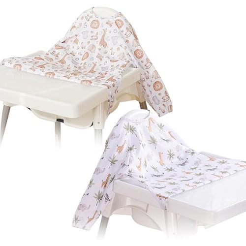 Long Sleeve Baby Bib - Mess-Proof Feeding Bibs for Babies - Adjustable, Waterproof, and Highchair/Table Attachment