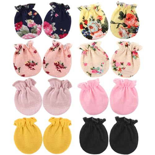 AQOKKA Newborn Baby Mittens No Scratch Cotton Elastic Wrist Gloves Infant Toddler Mittens for Baby Boy Girl 0-6 Months