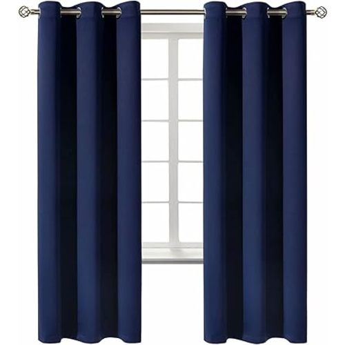 BGment Navy Blue Blackout Curtains for Bedroom 72 Inch Long - 2 Panels