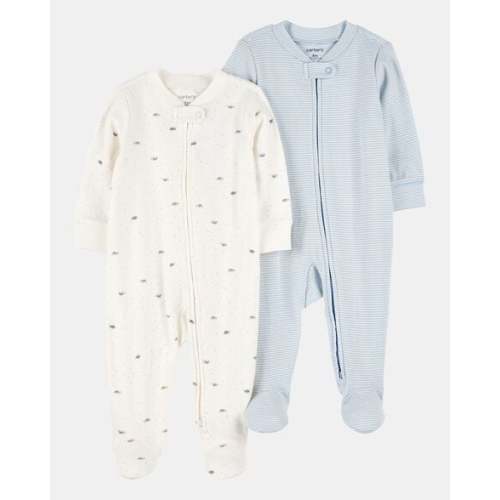 Baby Boy 2-Pack 2-Way Zip Cotton Sleep & Play Pajamas - Blue/White | Carter's