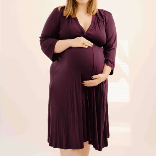Lila Labor & Postpartum Gown in Plum