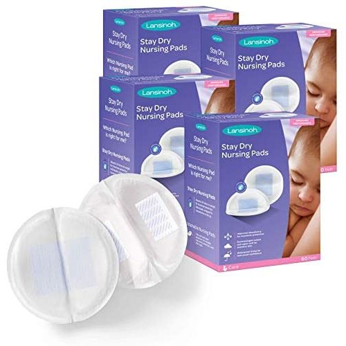 Lansinoh Stay Dry Disposable Nursing Pads for Breastfeeding, 60 Count (Pack of 4)