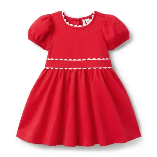 Girl Maraschino Red Ric Rac Trim Ponte Dress by Janie and Jack