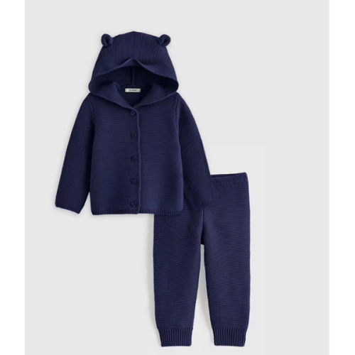 100% Organic Cotton Sweater Set in Navy