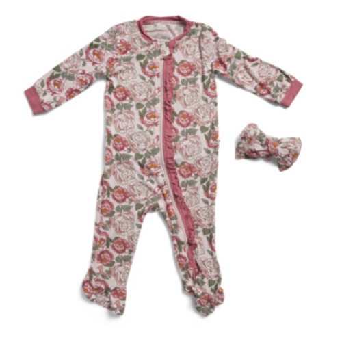 Newborn Girls 2pc Floral Footed Coveralls And Headband Set | Baby | Marshalls
